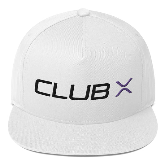 Club X White Flat Bill Cap
